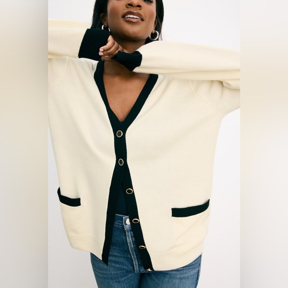Reformation Scout Regenerative Merino Boyfriend Cardigan - Picture 1 of 12